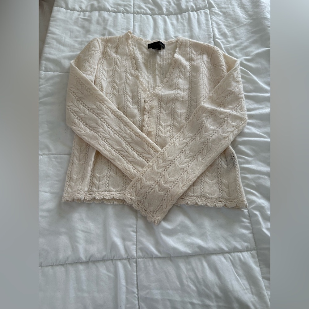 House of Harlow 1960 Cream Cable Knit Cardigan